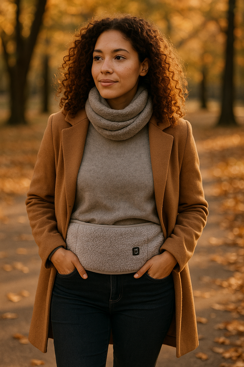 Aeloria HeatHug Wrap — autumn walk in the park